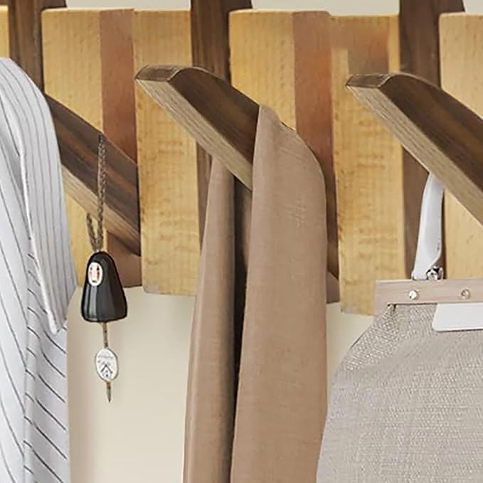 Wooden Wall Mounted Coat Rack | Piano Style Foldable Hooks Entryway Organizer