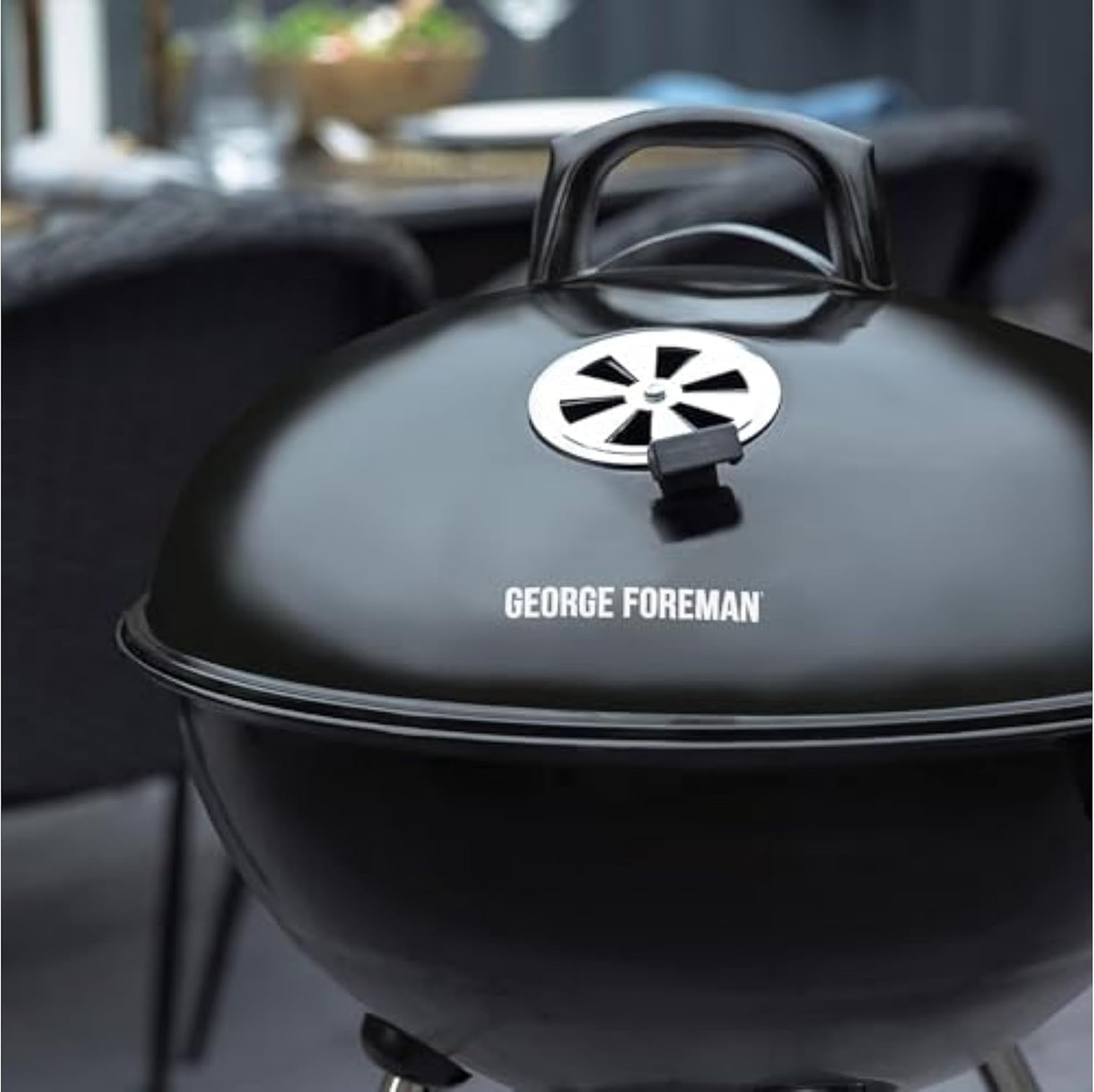 Portable Charcoal Kettle BBQ Grill 47.5cm with Thermometer & Stand