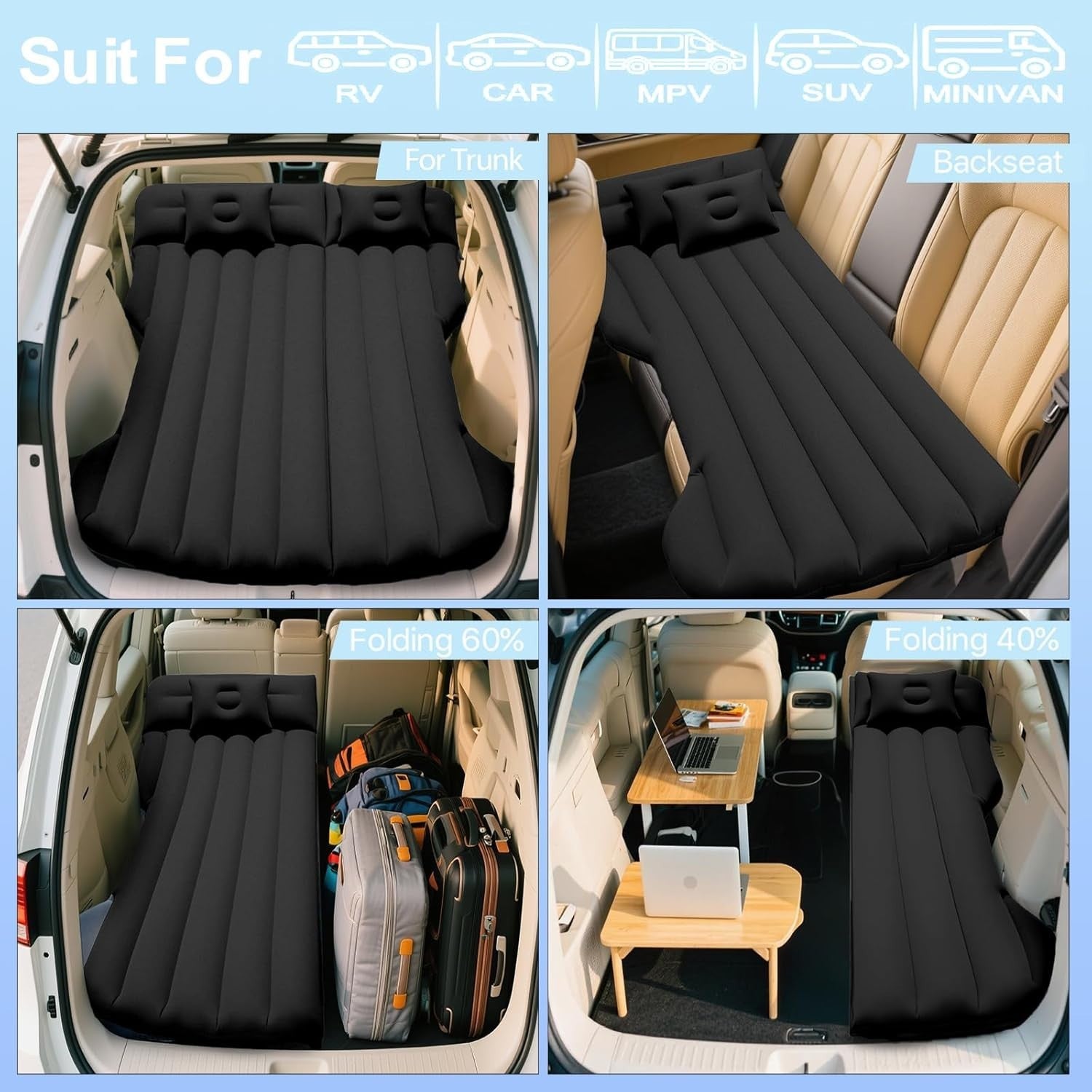 Car Air Mattress for Tesla Model Y SUV RV Inflatable Camping Bed Double