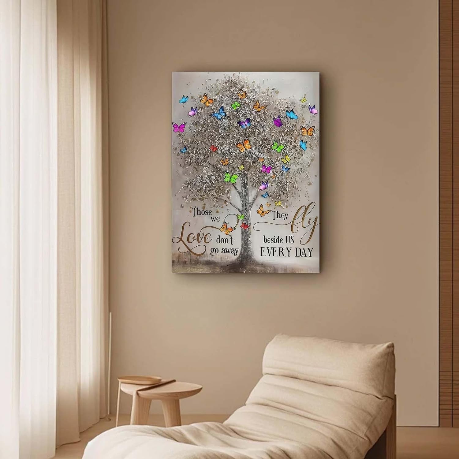 Memorial Tree Butterfly Canvas Wall Art 12x16 Framed Inspirational Print