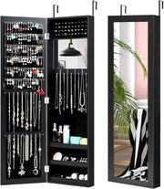 Wall Mounted Jewelry Cabinet Full Length Mirror Door Hanging Organizer
