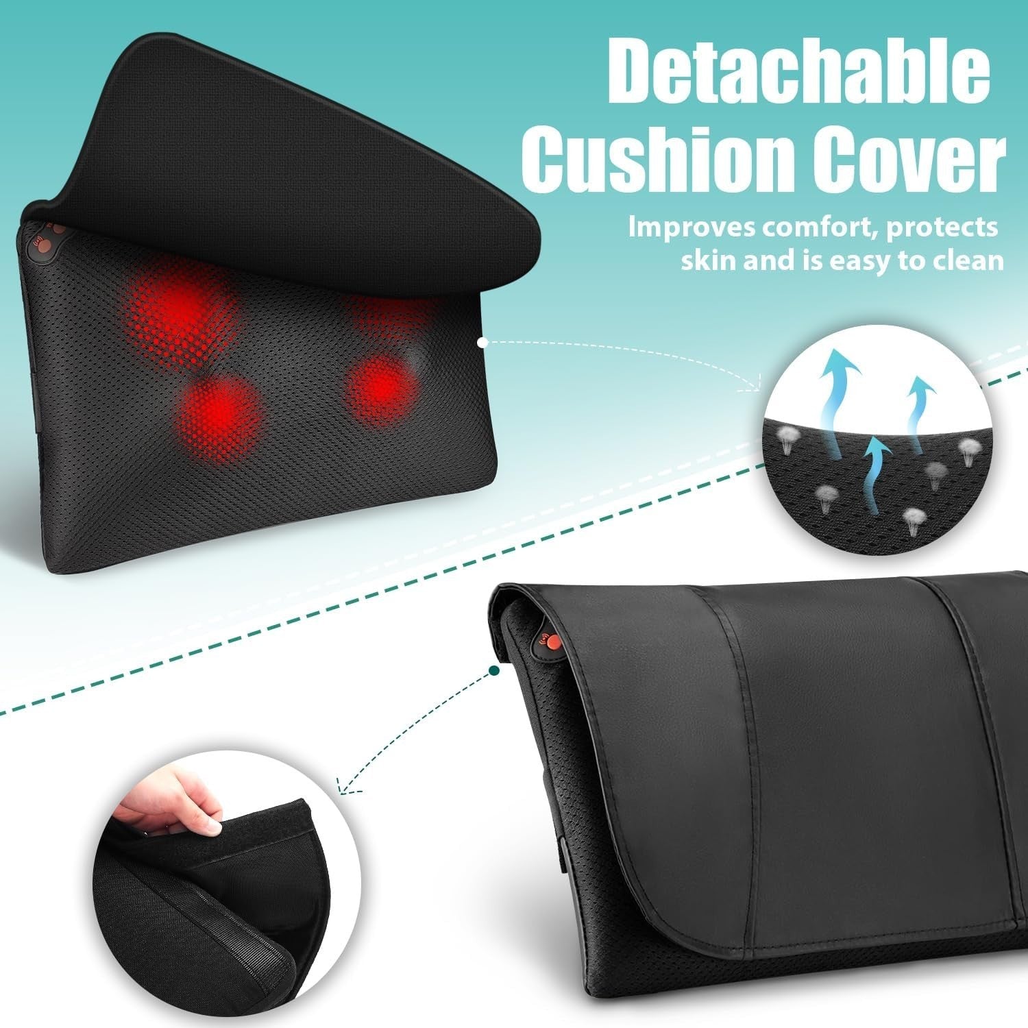 Shiatsu Back & Neck Massager Pillow with Heat Deep Tissue Kneading Relief