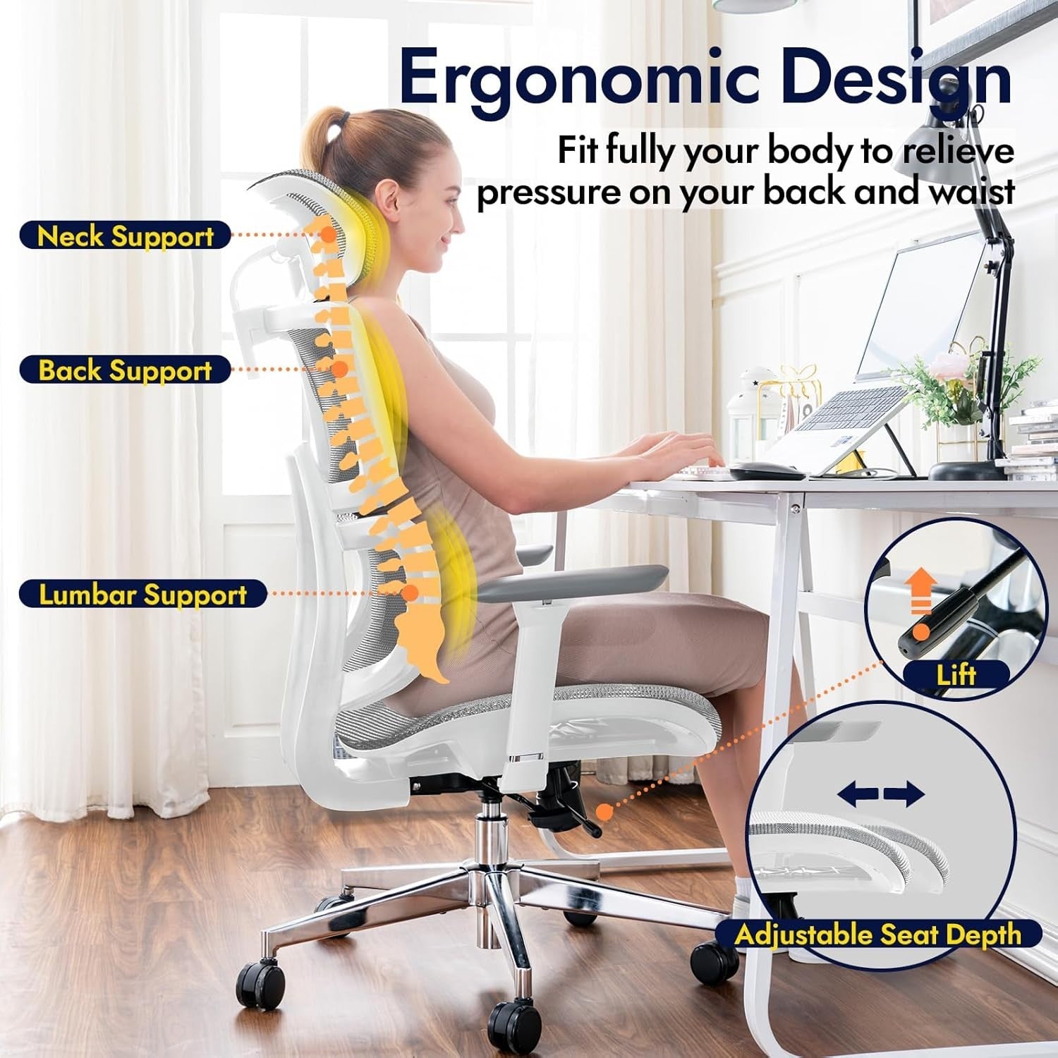 Oversized Ergonomic Office Chair Mesh Back Support Reclining Big Tall Desk Seat