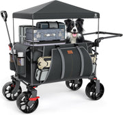 225L Folding Camping Wagon Trolley Heavy Duty Garden Cart Canopy Terrain