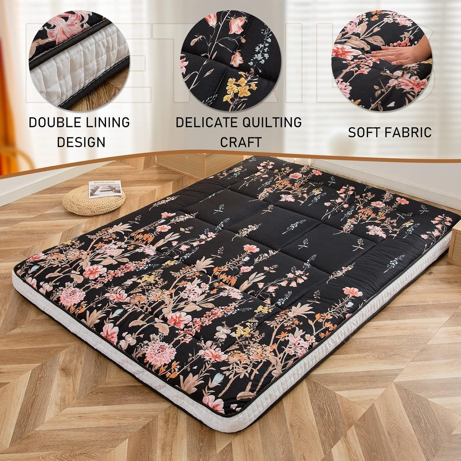 Thick Folding Japanese Floor Futon Mattress | Breathable Guest Lounger Bed