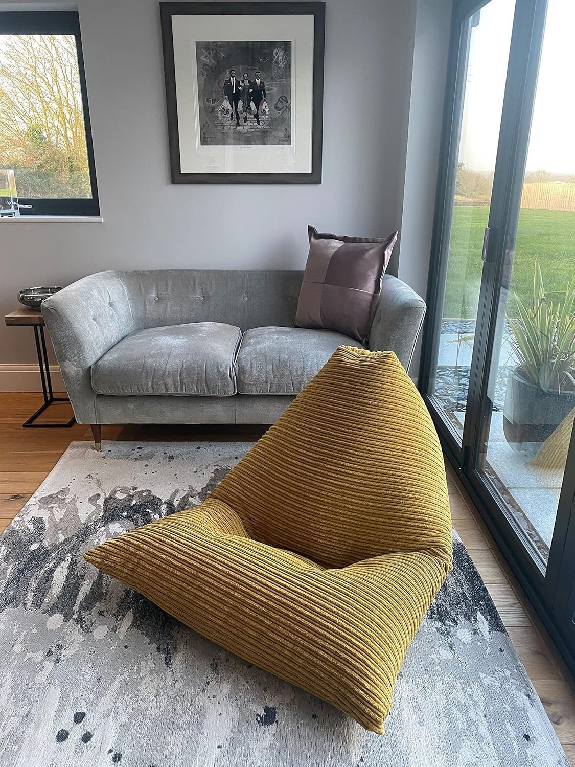 Large Jumbo Cord Bean Bag Chair – Durable Adult Lounge Seat, Mustard Yellow