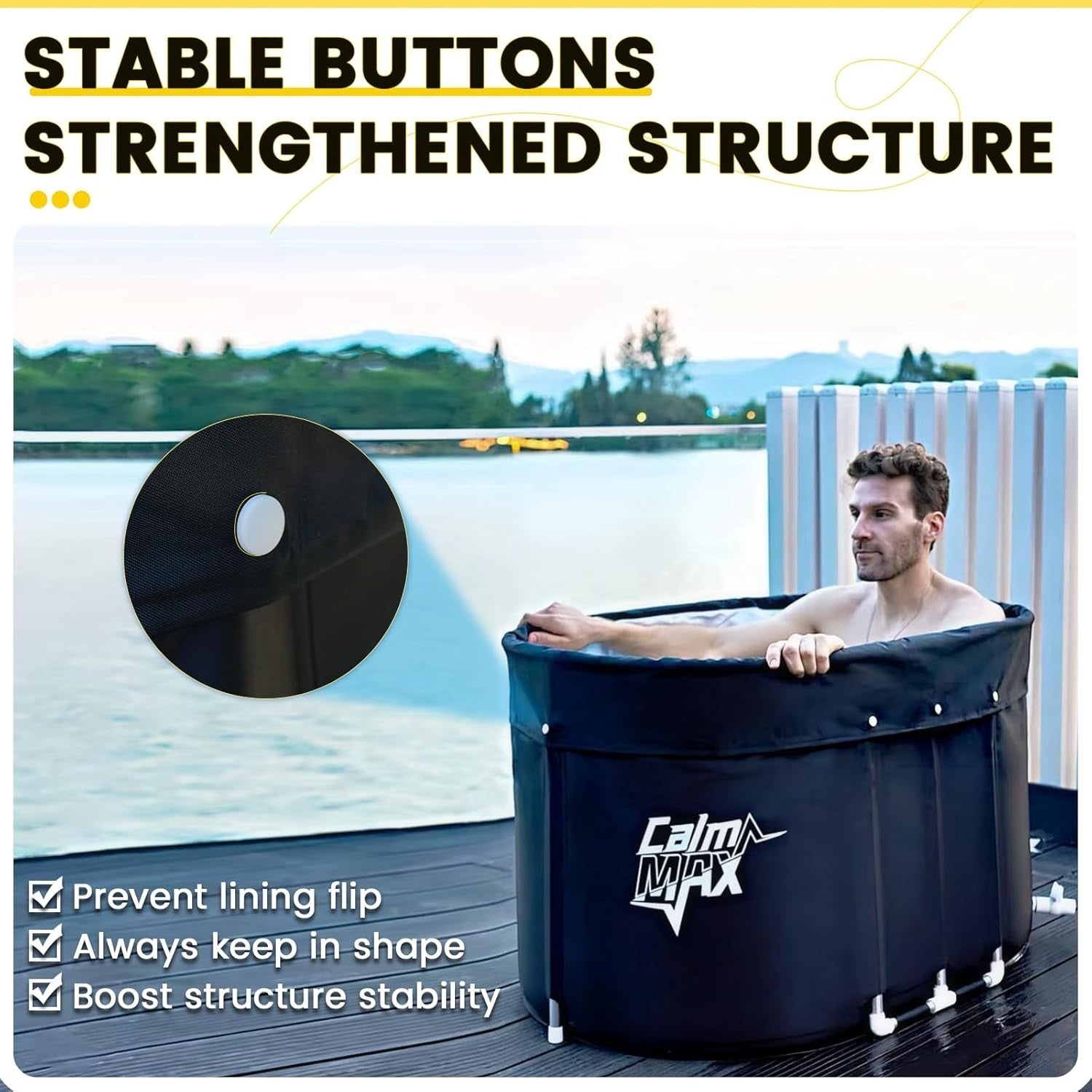 Oval Ice Bath Tub 105cm Portable Cold Plunge 5-Layer Therapy Tub w/ Lid