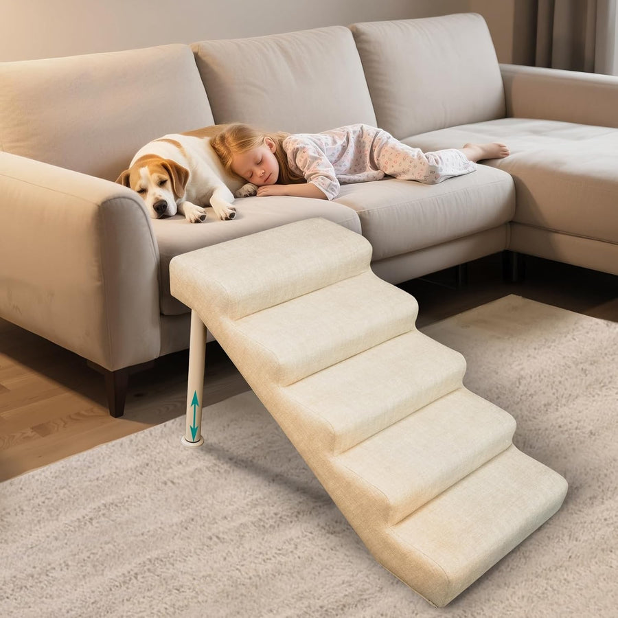 Adjustable Dog Stairs Ramp Multi-Level Pet Steps Bed Sofa L