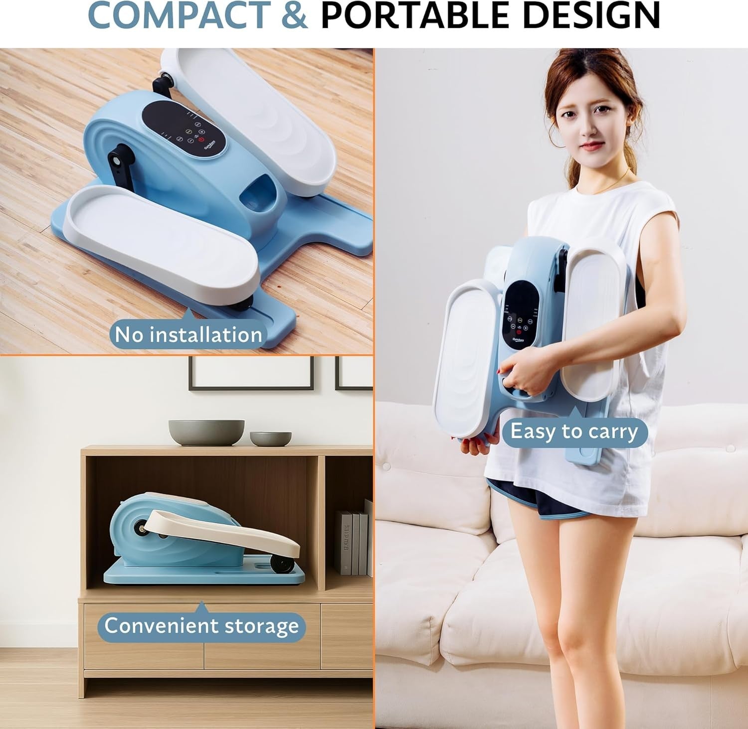 Under Desk Elliptical Pedal Exerciser Quiet Electric Seated Leg Trainer 12 Speed
