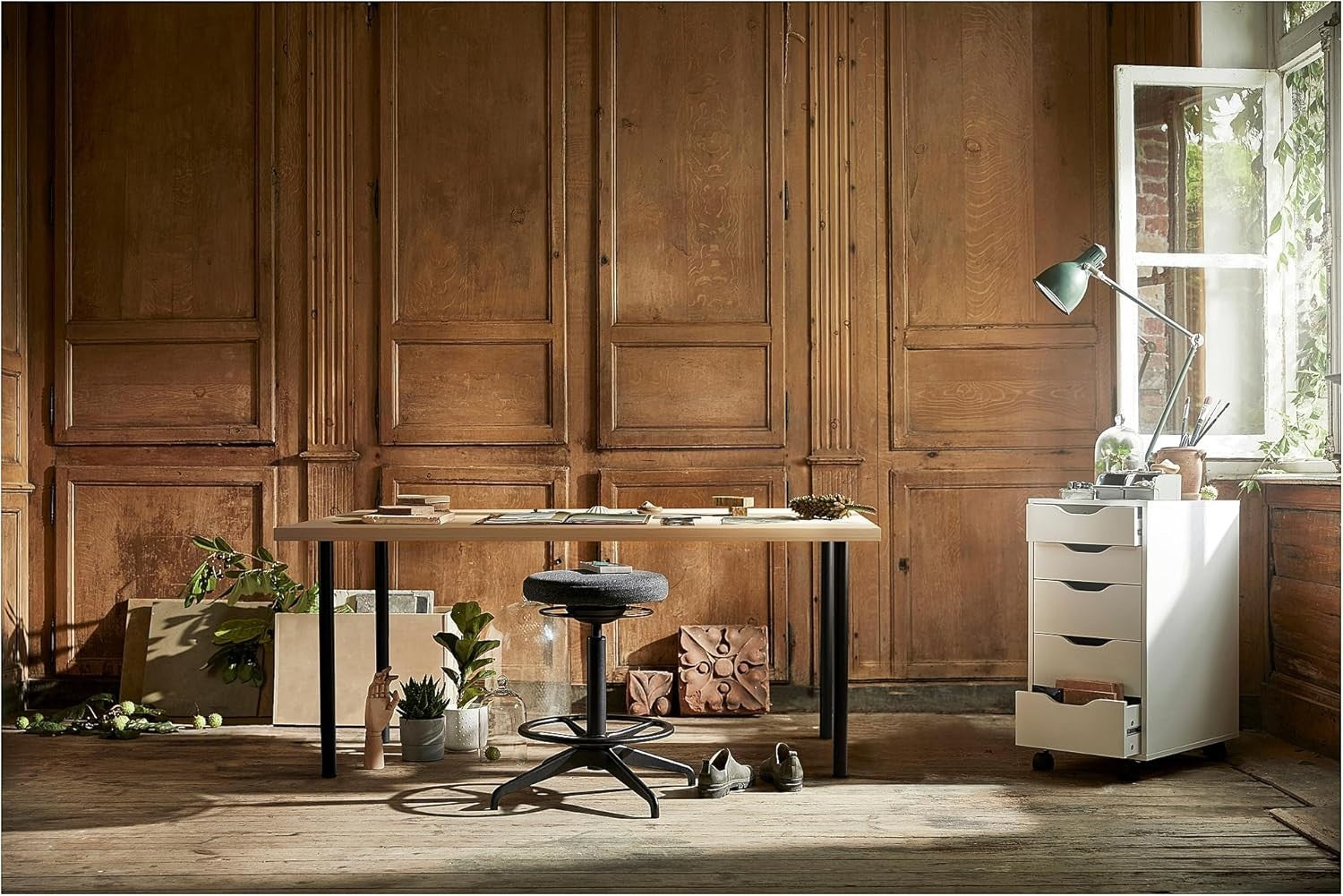 Modern 140x60cm Desk White Oak Effect with Black Legs for Home Office