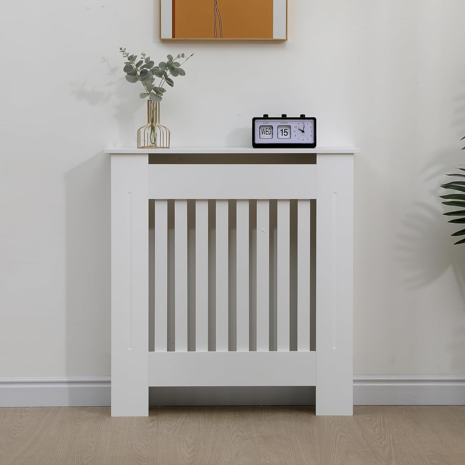 White Modern Radiator Cover Shelf Cabinet MDF Wood Heater Protector Small