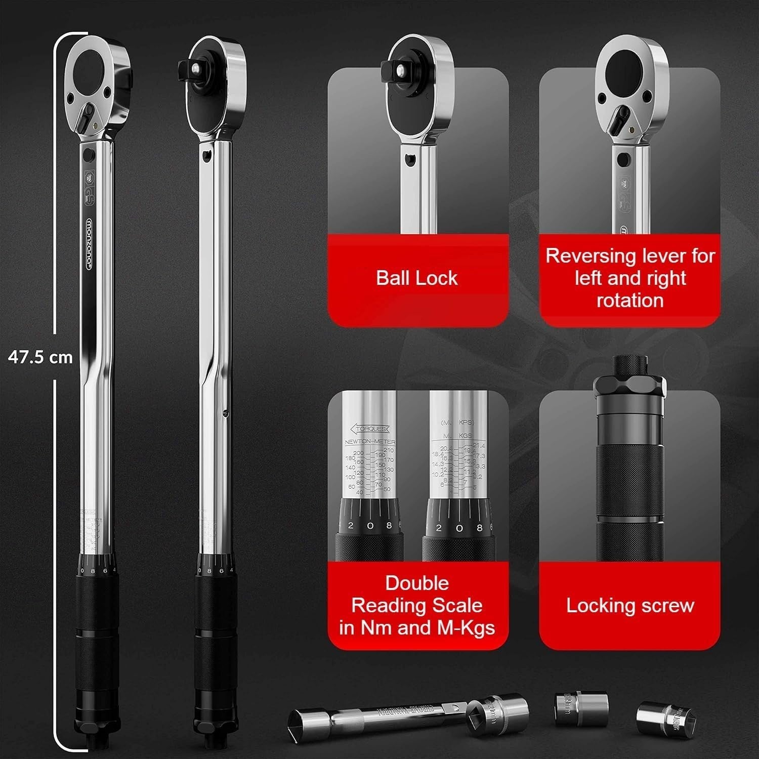 3 Ton Trolley Jack 135–400mm + Torque Wrench Set 40–210Nm Car SUV Lift w/ Cases