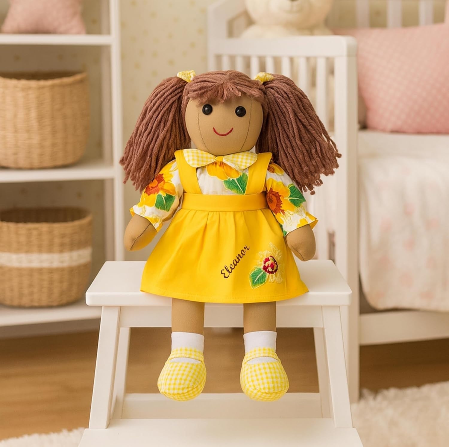 40cm Personalised Sunflower Rag Doll Soft Keepsake Baby Gift Girls