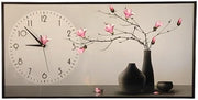 Modern Blossom Wall Clock 40x80cm Silent Quartz Handmade Wooden Decor