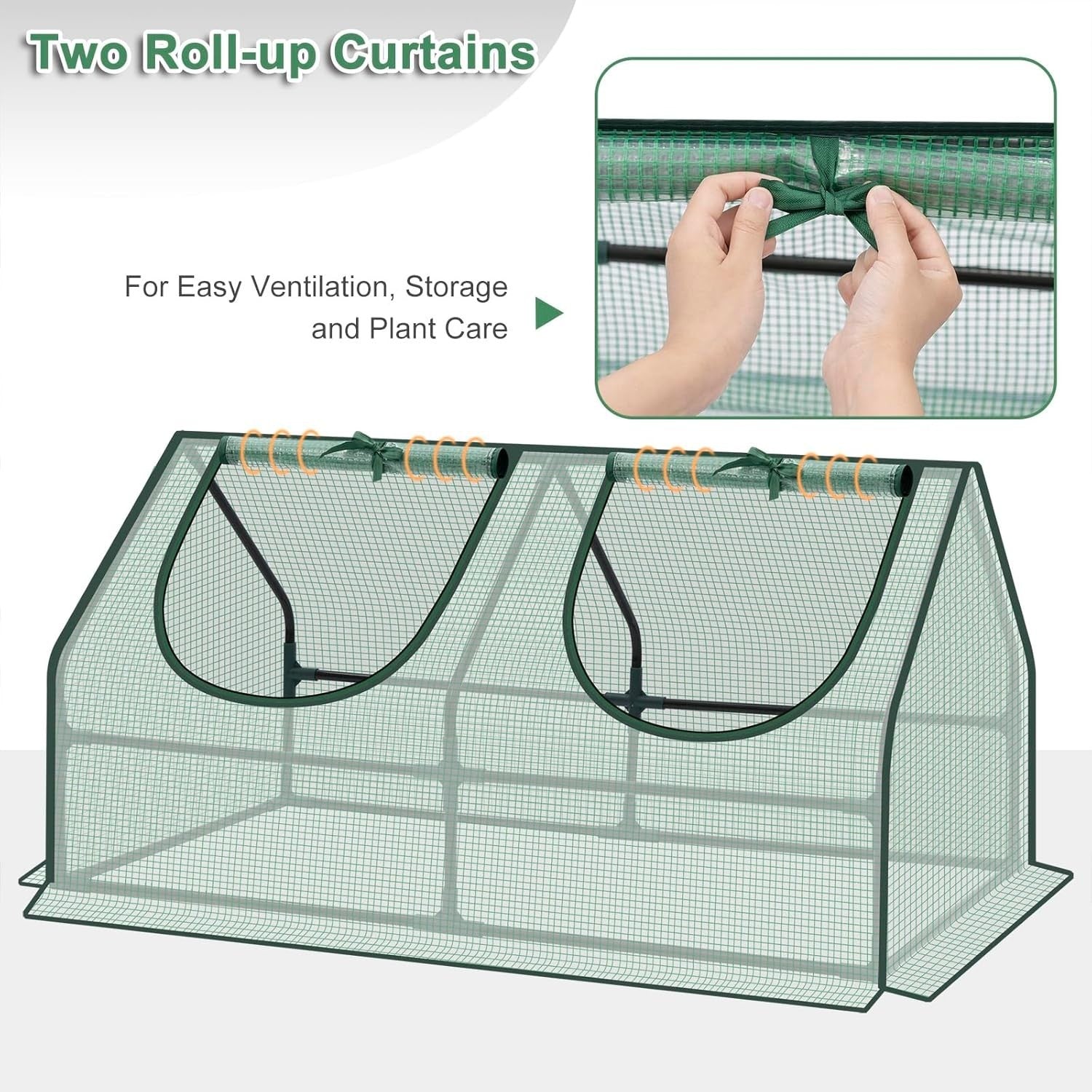 Mini Garden Greenhouse 120x60x60cm with Roll-Up Windows & Reinforced PE Cover
