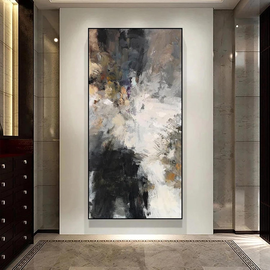 Large Black White Abstract Canvas Wall Art 100x50cm Modern