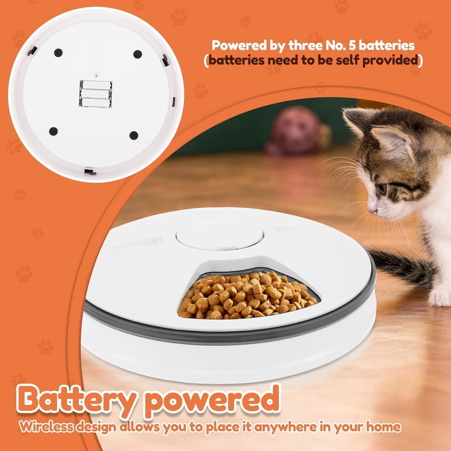Automatic Wet Cat Feeder 6 Meal Timer Food Dispenser Battery Powered