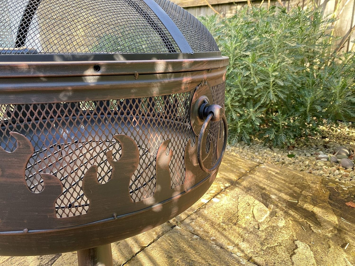 60cm Steel Fire Pit with Grill & Rain Cover – Outdoor Garden Heater