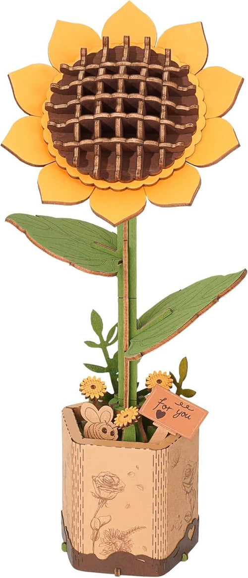 3D Wooden Sunflower Puzzle Kit – DIY Flower Craft Gift & Home Decor