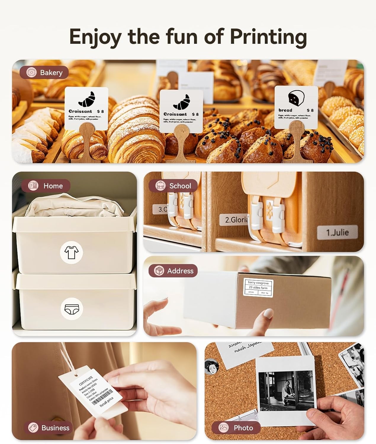 Bluetooth Thermal Label Printer 20-50mm Mini Sticker Maker Black