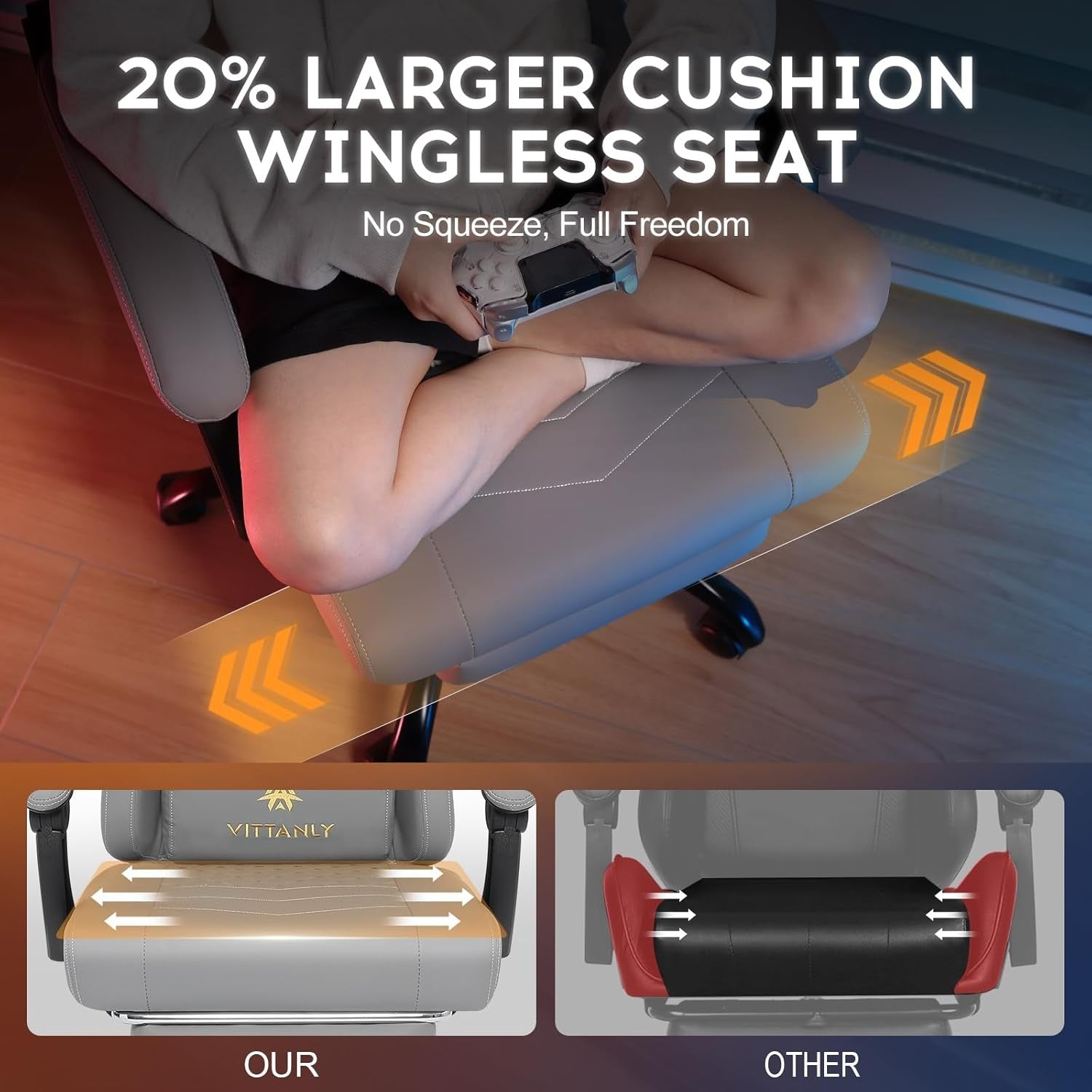 Reclining Gaming Chair with Footrest Pocket Spring Grey