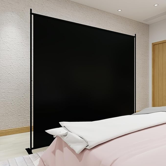 6ft Folding Room Divider – Black Privacy Screen Wall for Home Office Bedroom