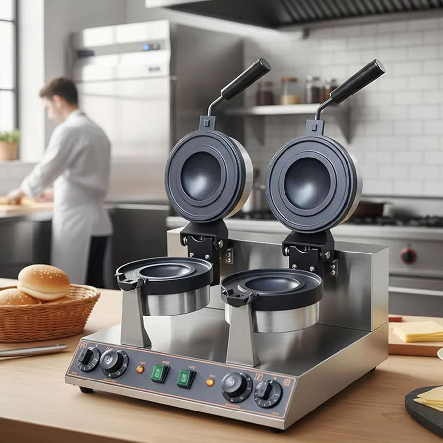 Commercial Waffle & Panini Maker Electric Non-Stick Dual Heating 480W