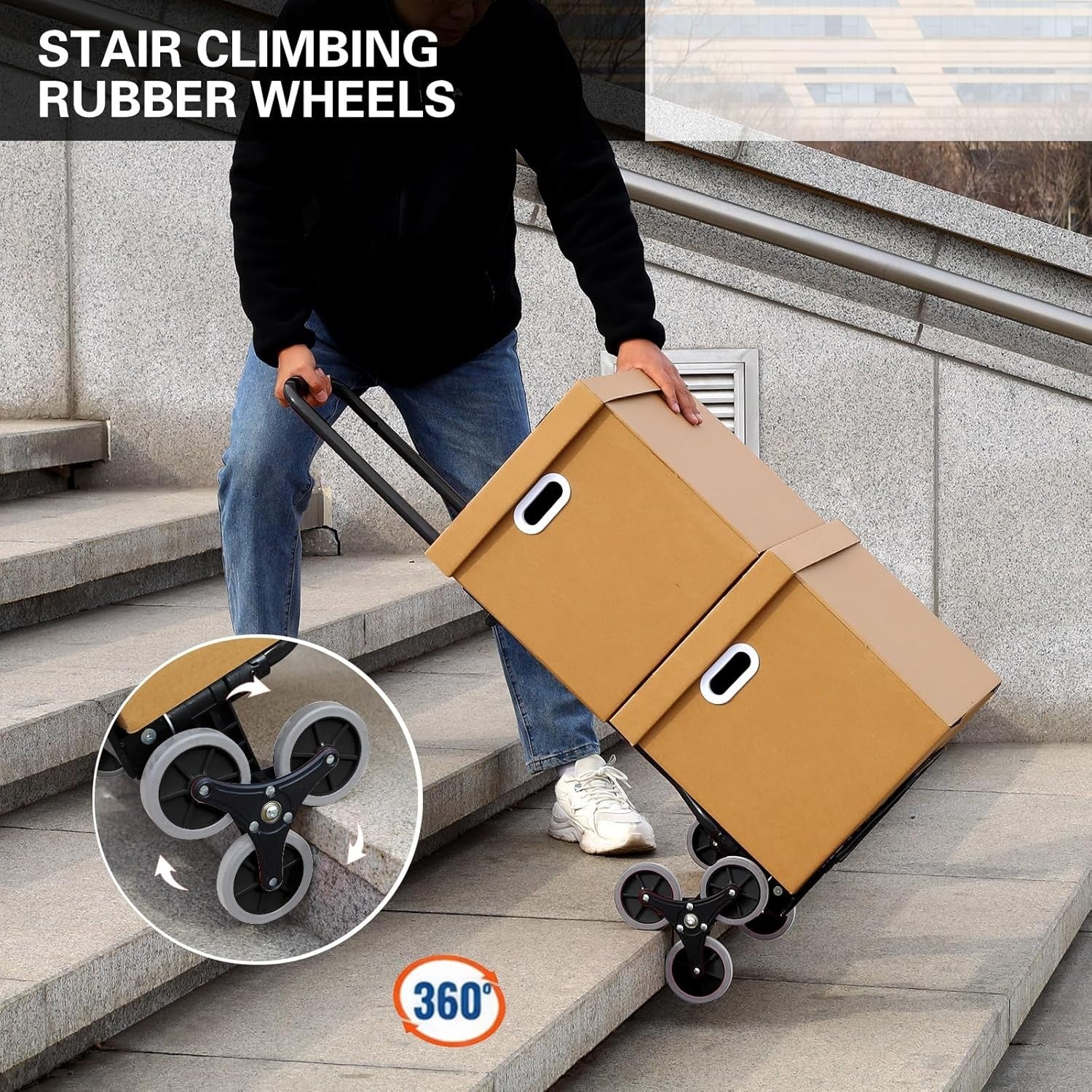 330lb Stair Climbing Hand Truck Folding Dolly 6 Wheel Telescopic Cart