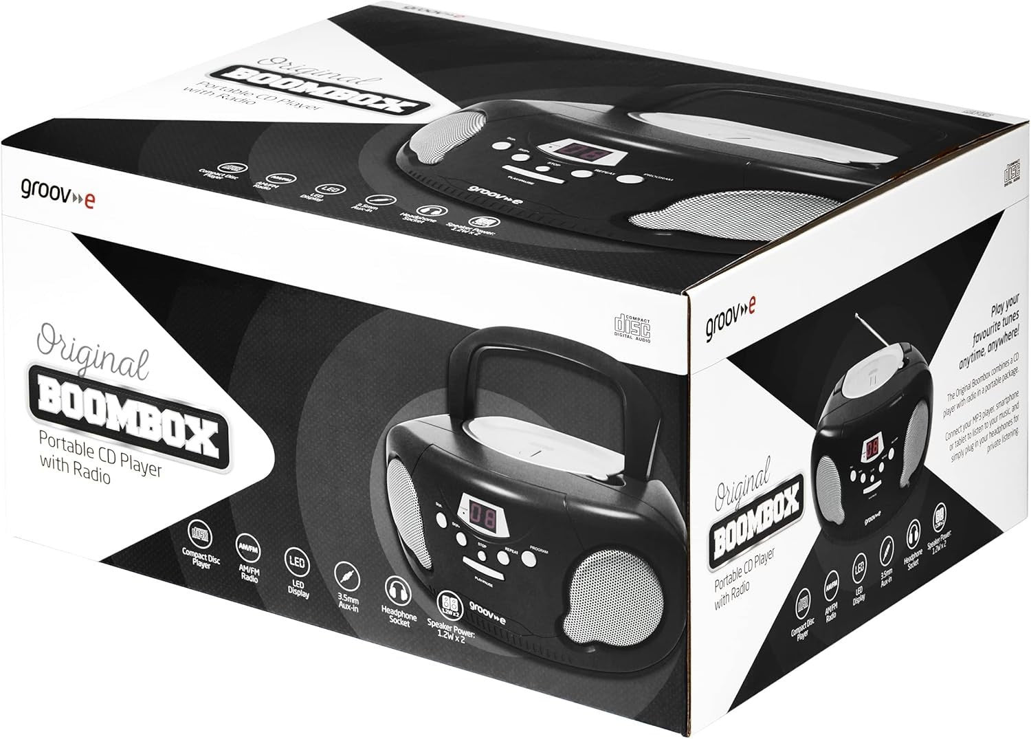 Portable Boombox CD Player Radio AUX Headphone Kids Story CD Bundle