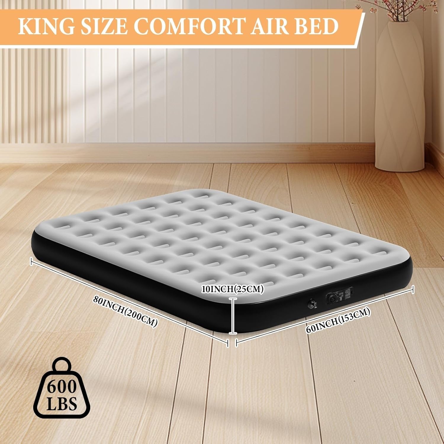 King Air Mattress Built-In Electric Pump Plush Top Inflatable Bed