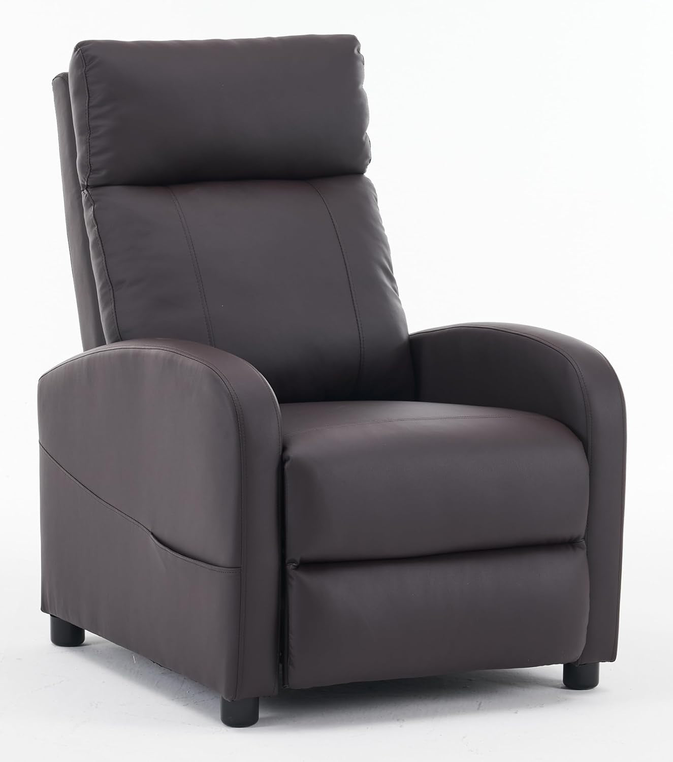 Recliner Armchair Brown PU Leather Lounge Chair Adjustable Back & Footrest