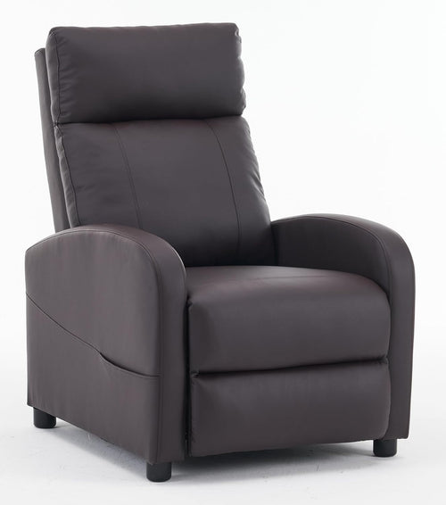 Recliner Armchair Brown PU Leather Lounge Chair Adjustable Back & Footrest
