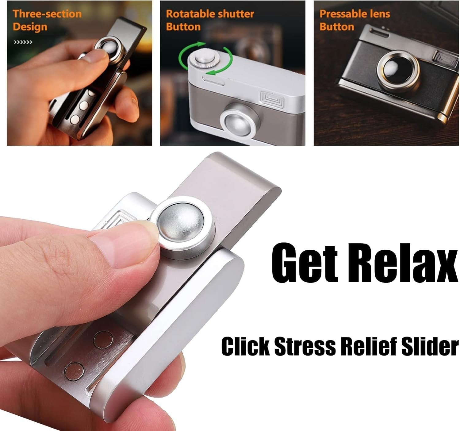 Metal Push Clicker Fidget Slider ADHD Stress Relief Pocket EDC
