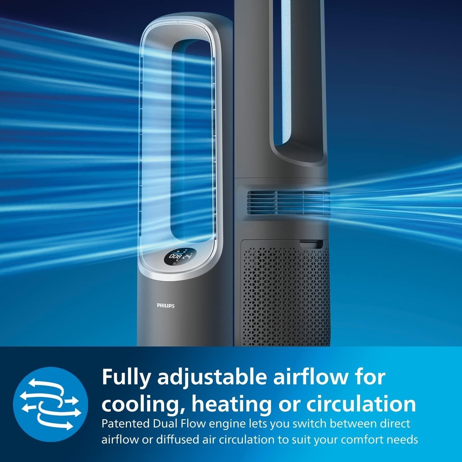 3 in 1 Air Purifier Heater Fan HEPA Smart Quiet Large Room 70m²