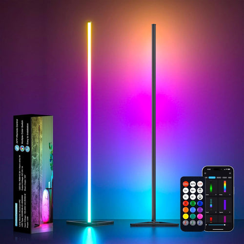 RGB LED Corner Floor Lamp 2 Pack App Remote Music Sync Ambient