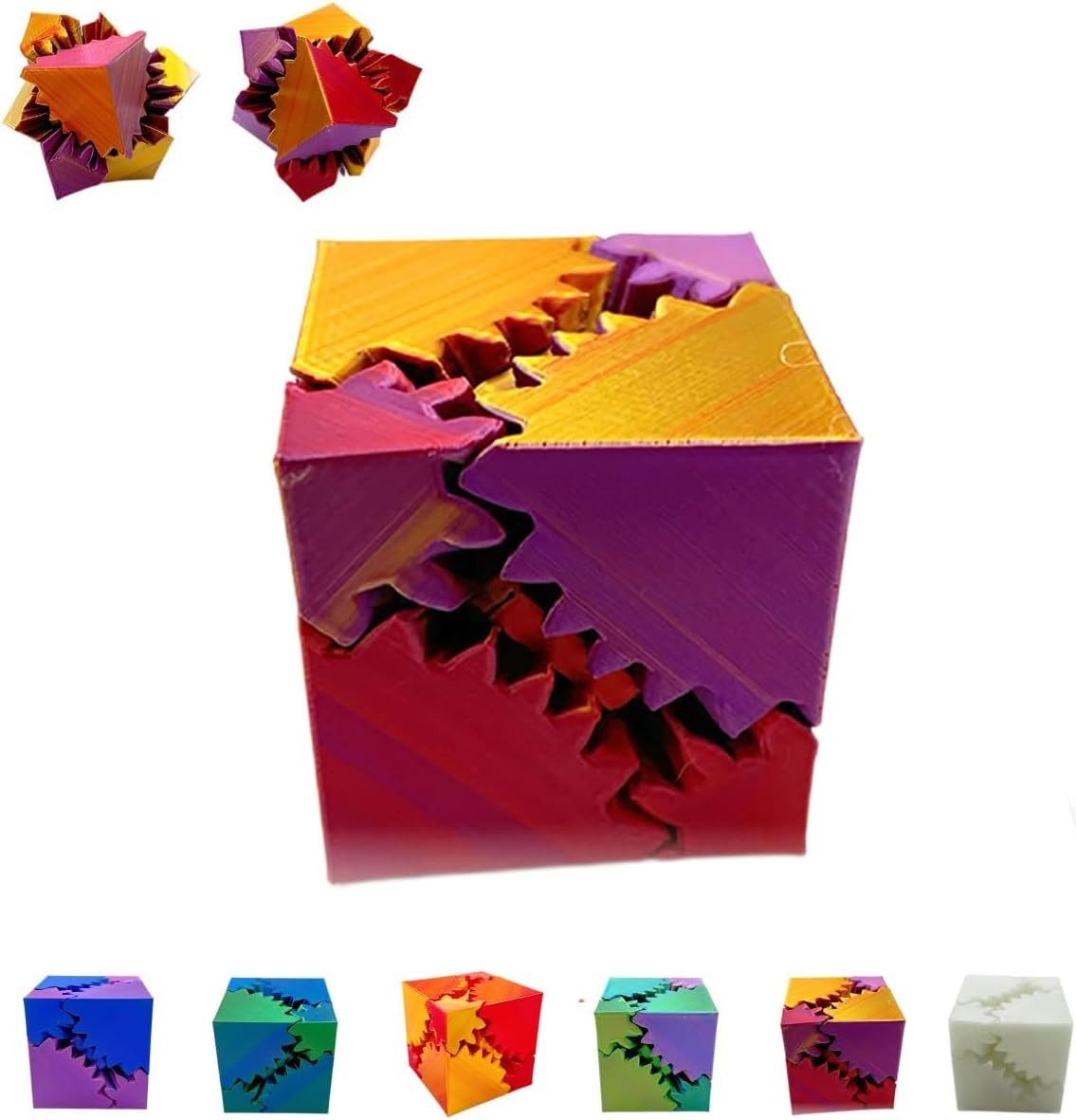 3D Printed Rotating Gear Cube Fidget Toy Anxiety Stress Relief Gadget