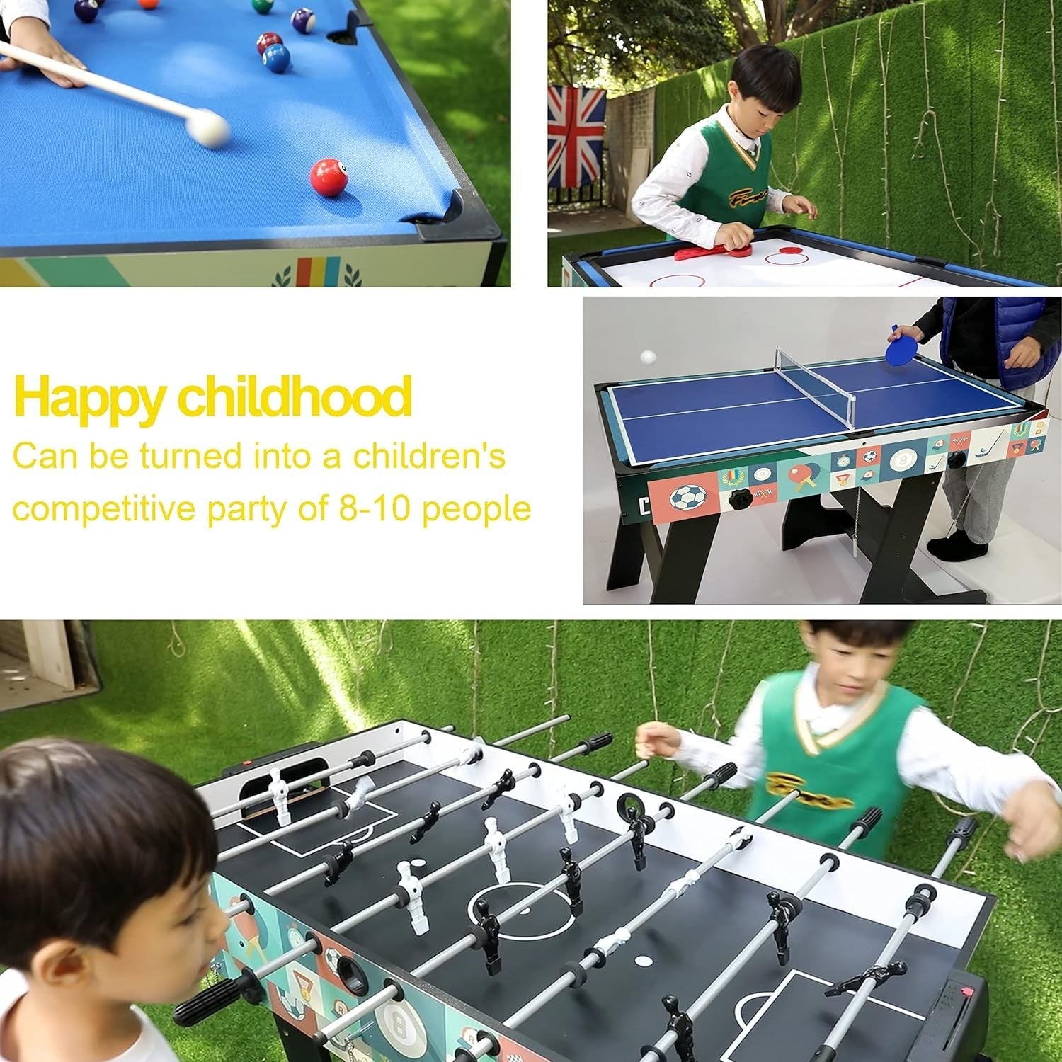4ft Folding 4 in 1 Game Table Pool Foosball Hockey Tennis Set