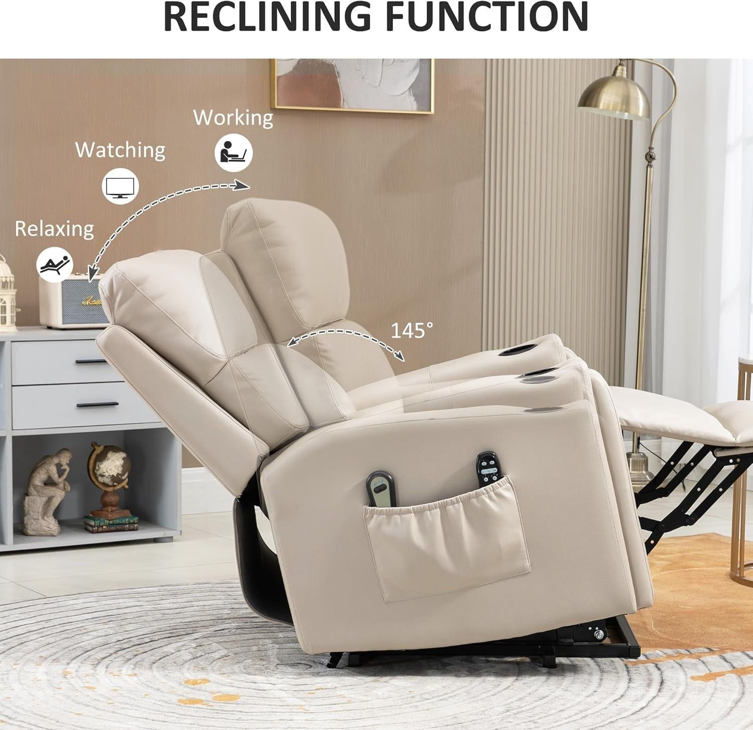Lift Recliner Chair Massage Heat Electric Riser Armchair for Elderly Living Room
