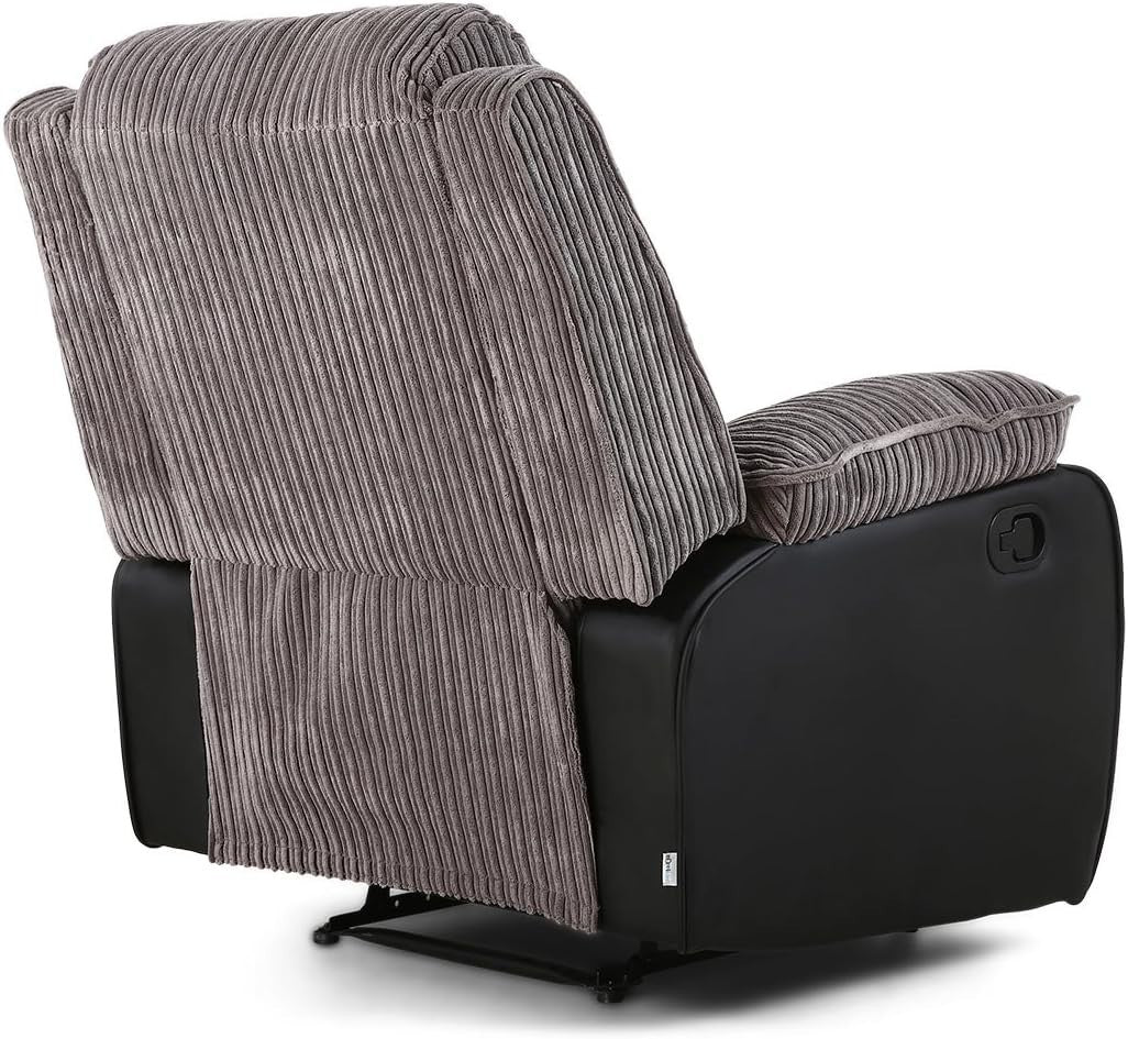 Manual Recliner Armchair Sofa Chair Jumbo Cord Fabric Lounge Seat Grey