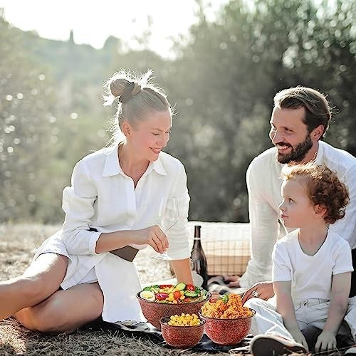 Red Ceramic Mixing Bowls Set of 3 – Microwave, Oven & Dishwasher Safe