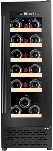 30cm Built In Wine Cooler 18 Bottle Slim Glass Door LED Touch Control