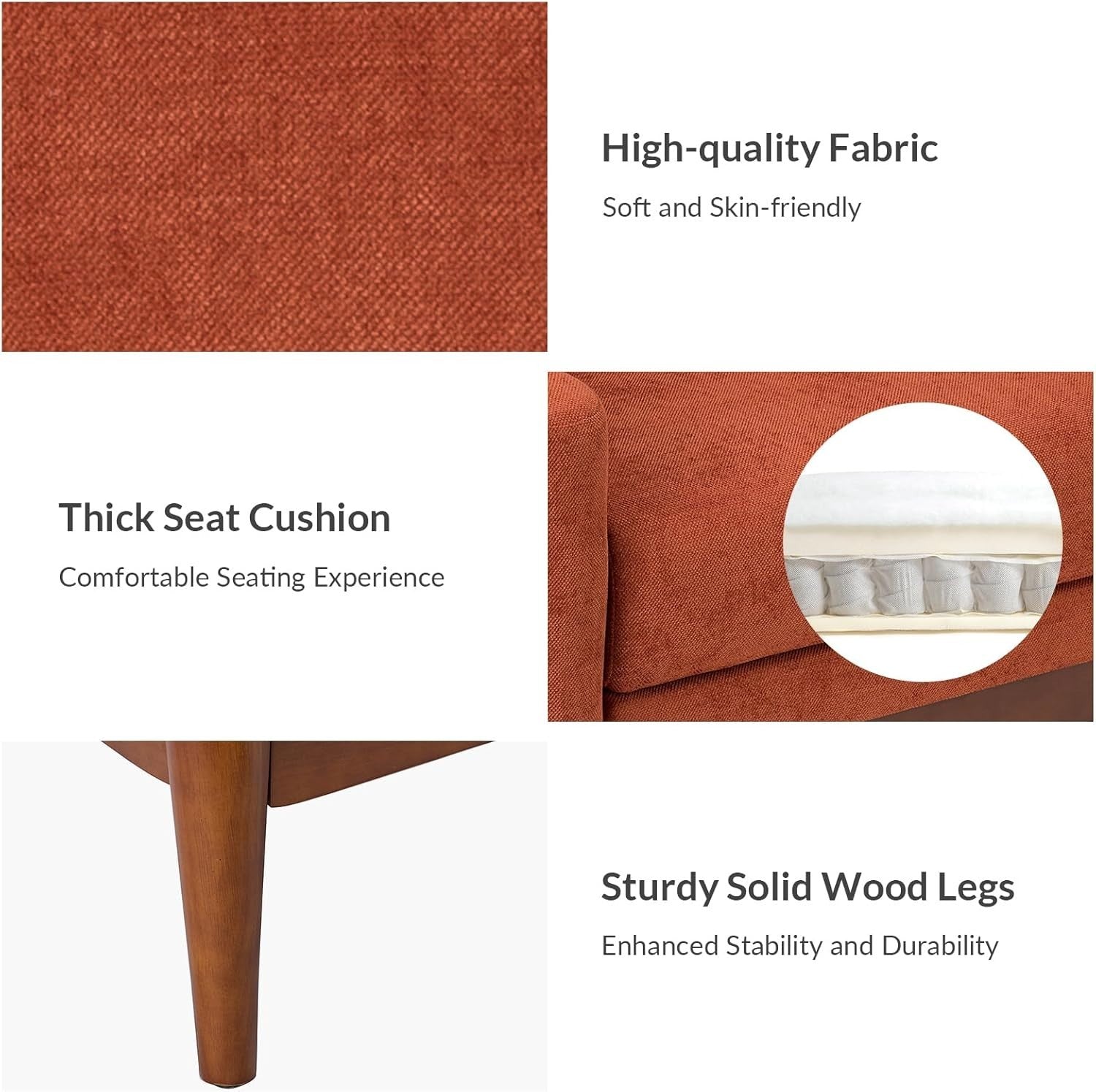 Orange Accent Armchair Modern Lounge Chair for Living Room or Office