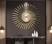 Gold Sunburst Wall Clock 60cm – Silent Modern Decorative Home Art Clock