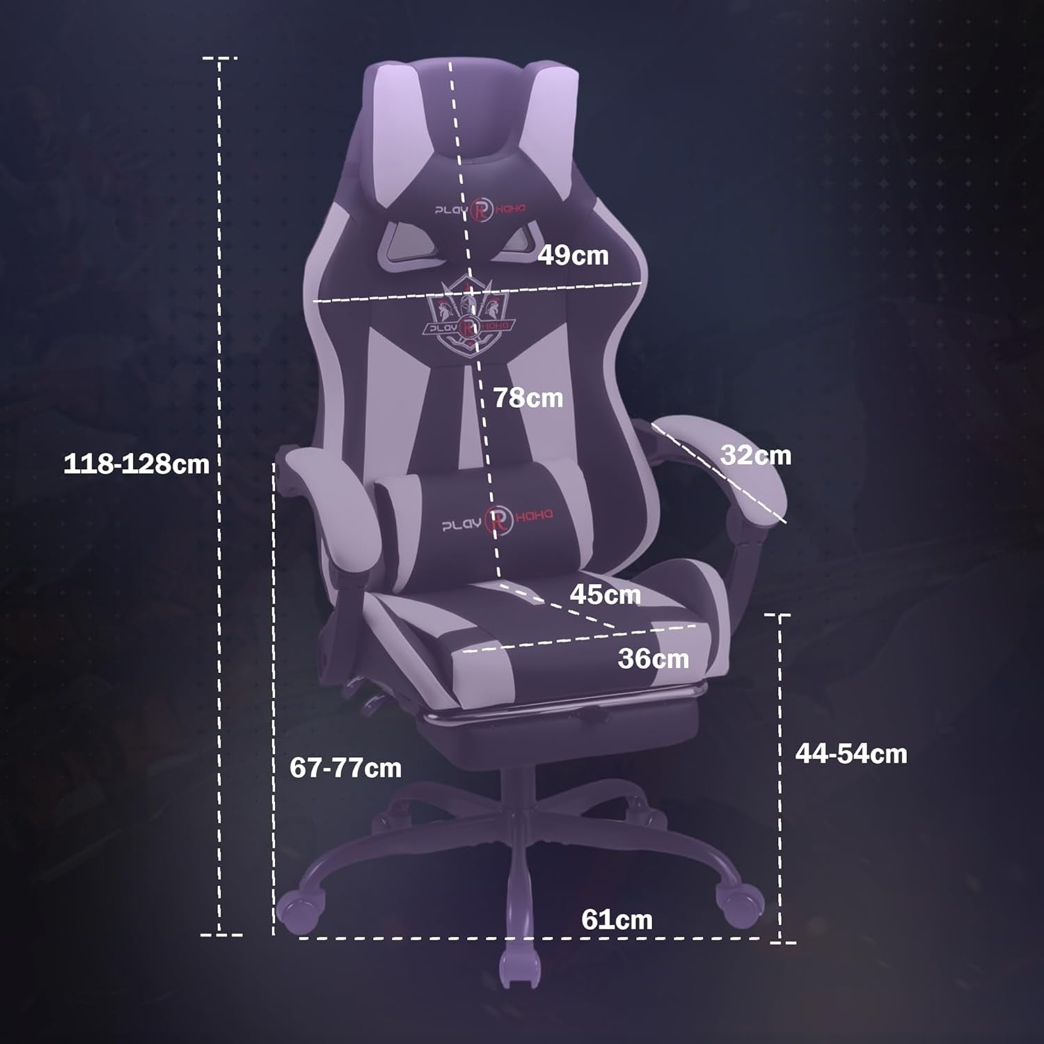 Reclining Gaming Chair with Footrest Ergonomic PU Leather White