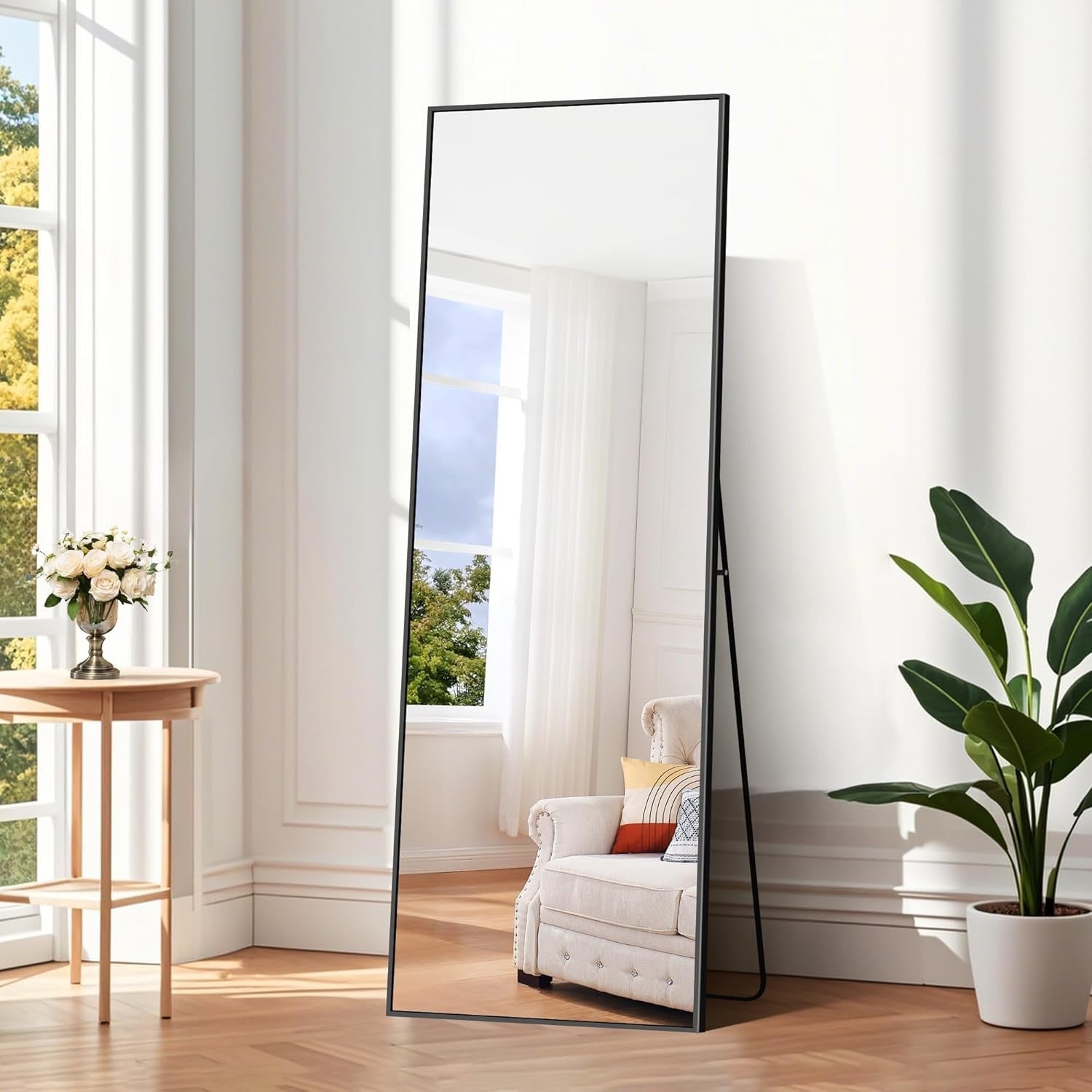 Full Length Mirror 161x52cm Wall Leaning Floor Mirror Black Frame Modern