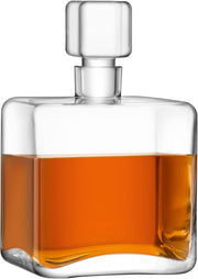 Luxury 1L Square Whisky Decanter Handmade Mouthblown Glass Gift Set