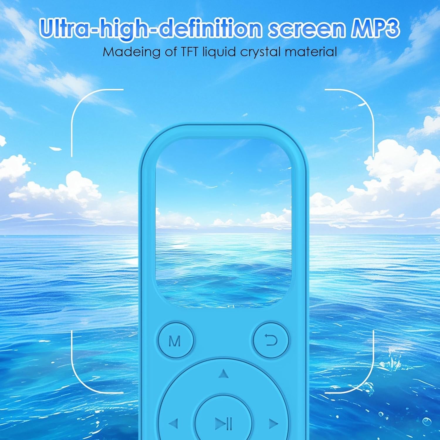 64GB Bluetooth 5.3 MP3 Player Blue HiFi FM Radio 300mAh