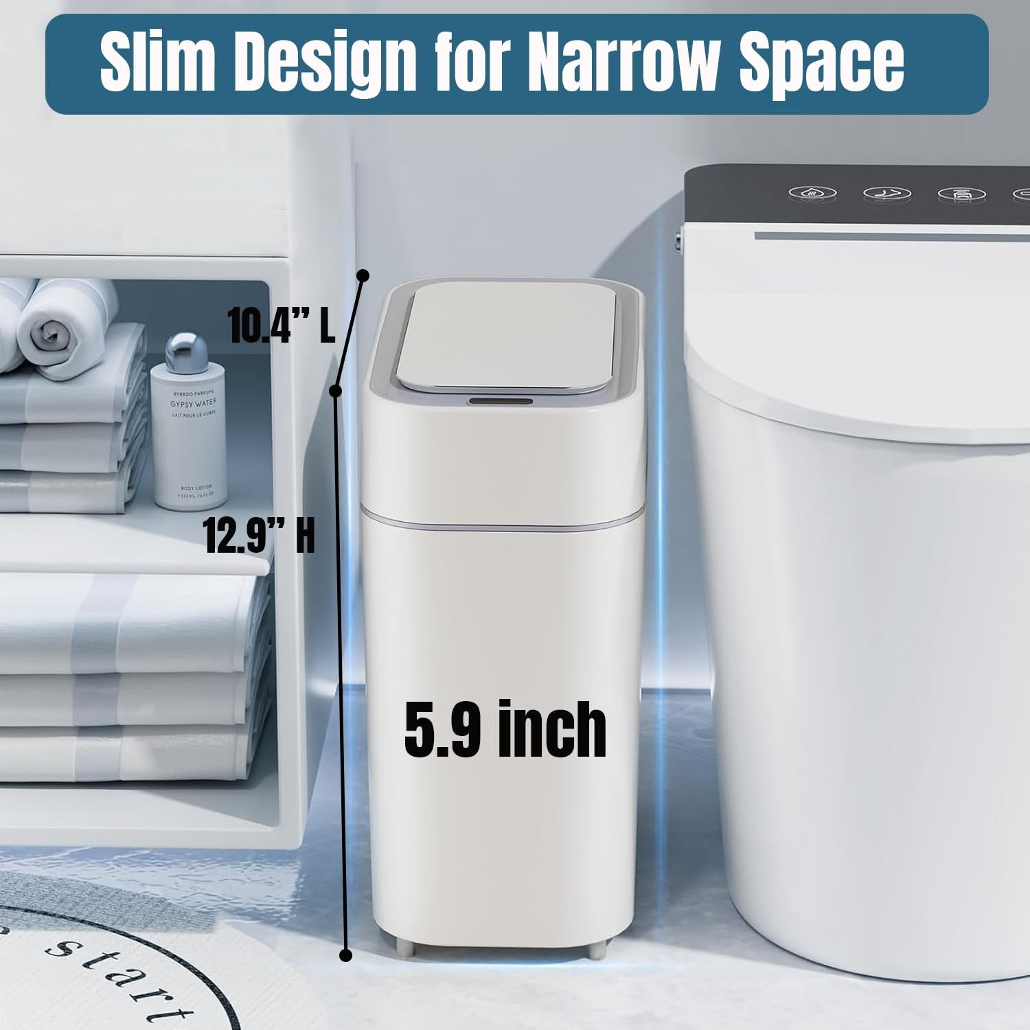 2 Pack Touchless Motion Sensor Trash Can Slim Bathroom 2.3 Gal