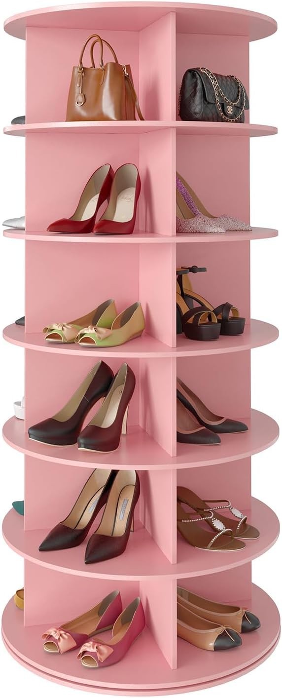 6-Tier Rotating Shoe Rack Tower, Space-Saving Vertical Spinner 138cm High