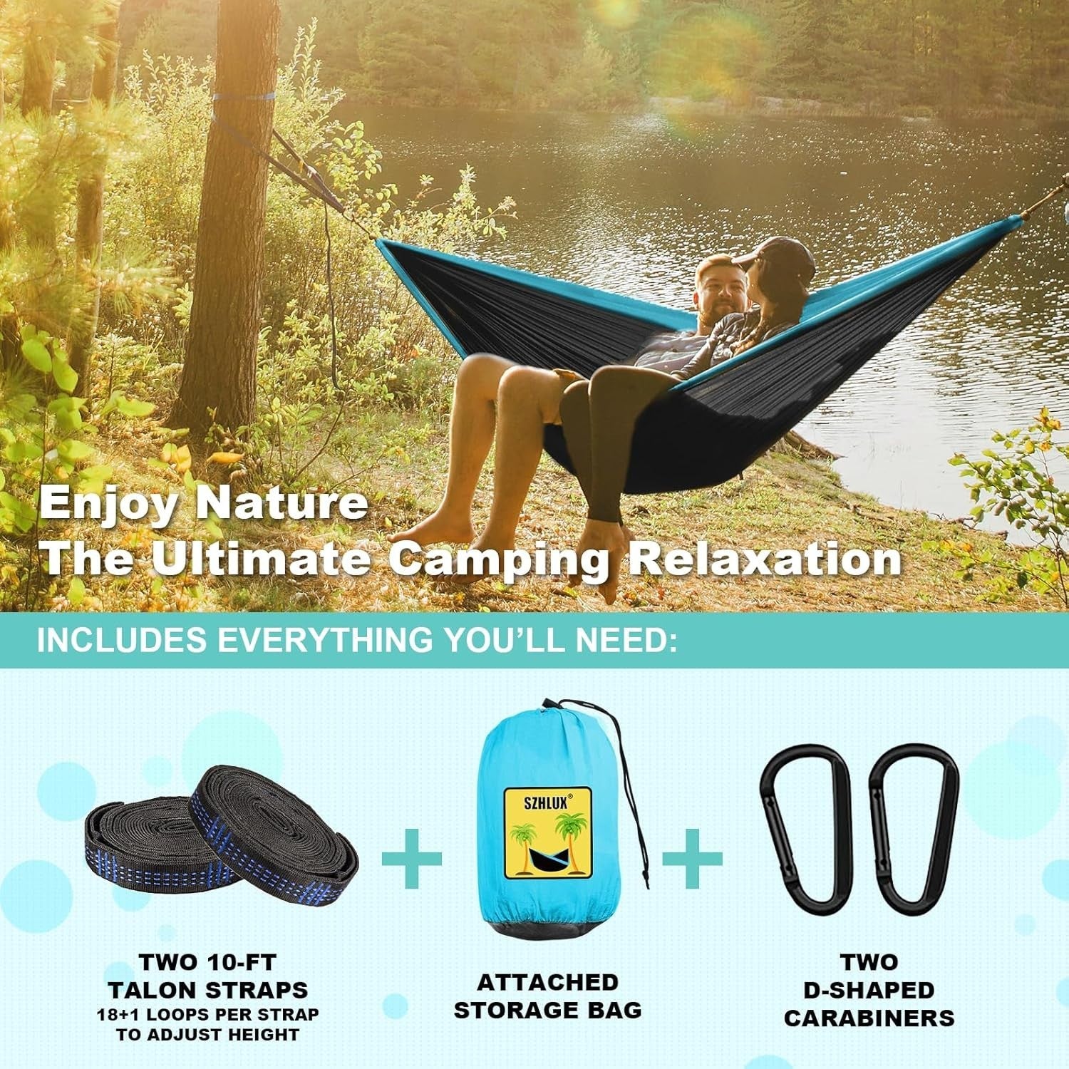 Camping Hammock with Tree Straps – 500lb Capacity, Portable & Lightweight